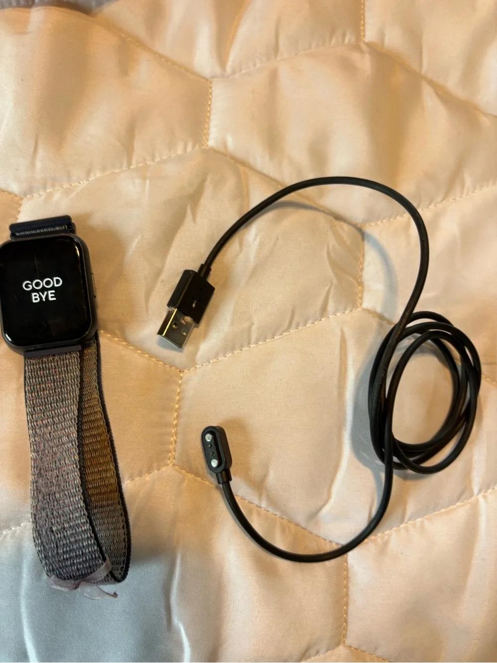 Wyze Smartwatch with Black Case and Gray Fabric Band + USB Magnetic Charger